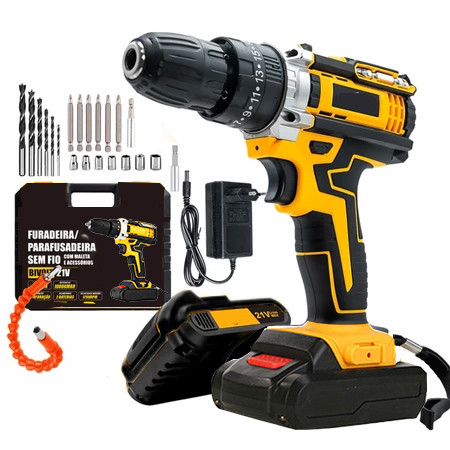 Parafusadeira e Furadeira de Impacto 48V Sem Fio - Kit com 2 Baterias e Maleta