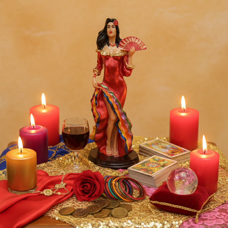 Imagem Cigana Sete Saias em Resina 15cm Umbanda Estátua Espiritual Arte Sacra