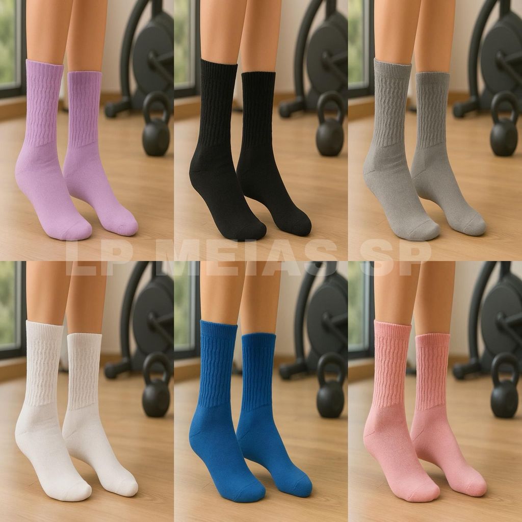 kit 6 Pares De Meia Feminina para Frio e Academia Aerobica Fitness Lisas Exercicio e dia a dia em Oferta na Shopee