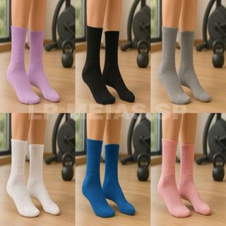 kit 6 Pares De Meia Feminina para Frio e Academia Aerobica Fitness Lisas Exercicio e dia a dia em Oferta na Shopee