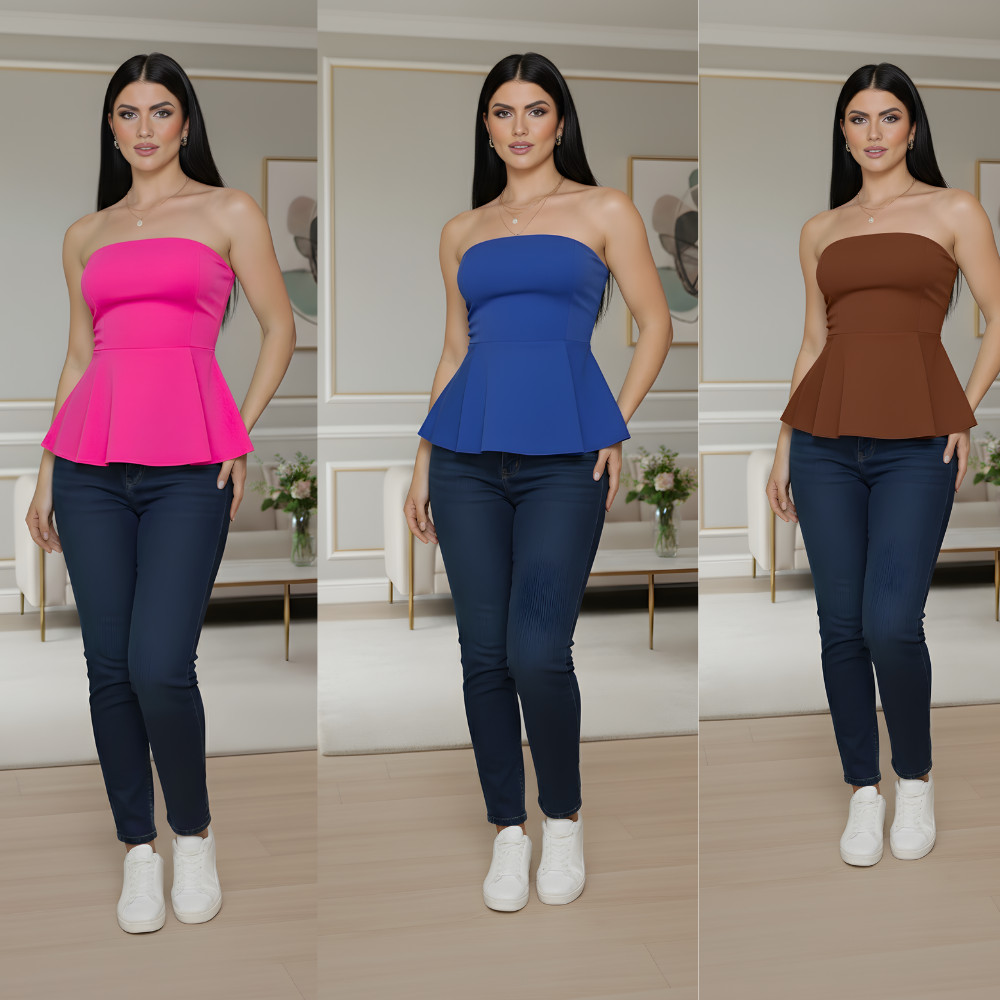 Blusa Tomara Que Caia Alfaiataria Liso Bata Bachinha.