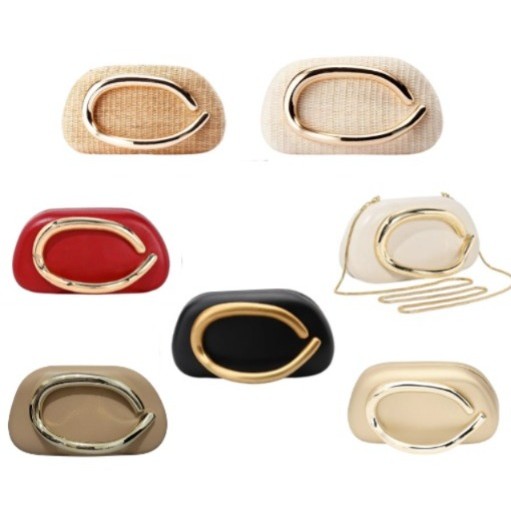 Bolsa De Mão Clutch Feminina De Palha Elegante Alça Transversal Corrente Formatura
