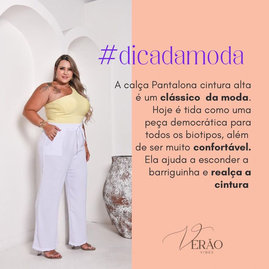 Wide Leg Calça Pantalona Duna Alfaitaria Plus Size Com bolso Com Elástico Dia a Dia Com Cordão Fake em Oferta na Shopee