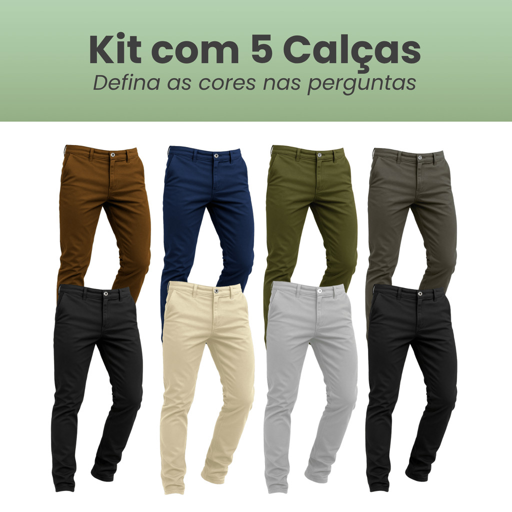 Kit 5 Calca Sarja Masculina Slim Fit Calça Alfaiataria Premium