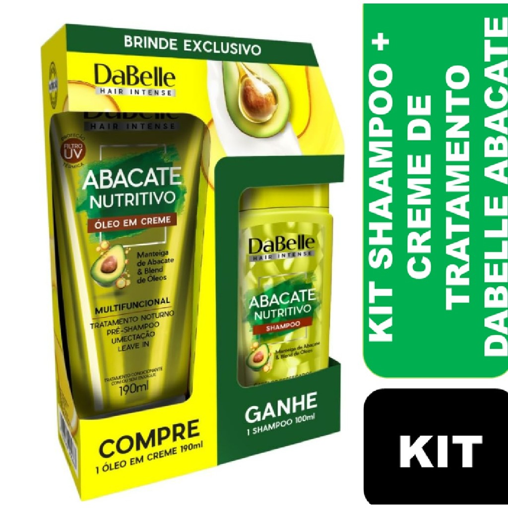 Kit Abacate Nutritivo Óleo em Creme 190ml + Shampoo 100ml DaBelle