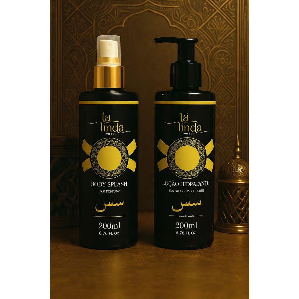 🌟 Kit Tá Linda – Luxo Árabe • Body Splash + Loção Hidratante (200ml cada)