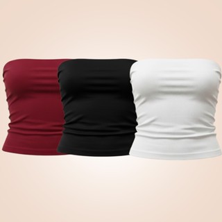 Kit 3 Top Tube Cropped Faixa Forrado Suplex Alta Qualidade Casual Academia Tomara que caia em Oferta na Shopee