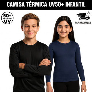 Camisa UV proteção solar infantil 2 a 14 anos masculina e feminina