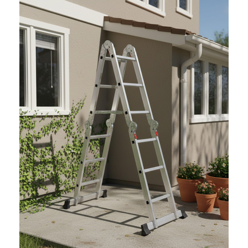 Escada Articulada de Alumínio 12 Degraus 3,32 Metros de Altura Multifuncional 4x3 em Oferta na Shopee