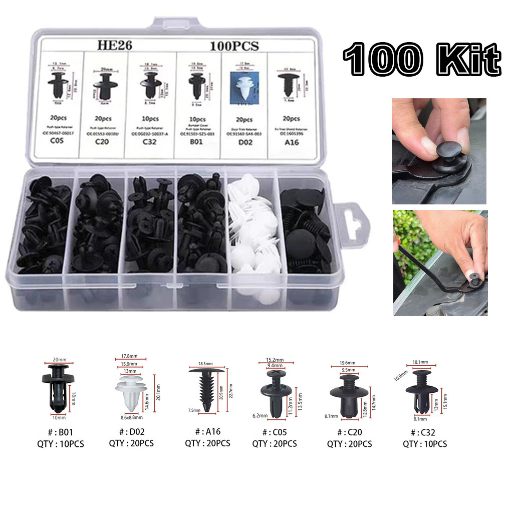 100 Peças Prendedor Híbrido De Clipes De Fixação De Pino Pára-Choques Kits Autopeças em Oferta na Shopee