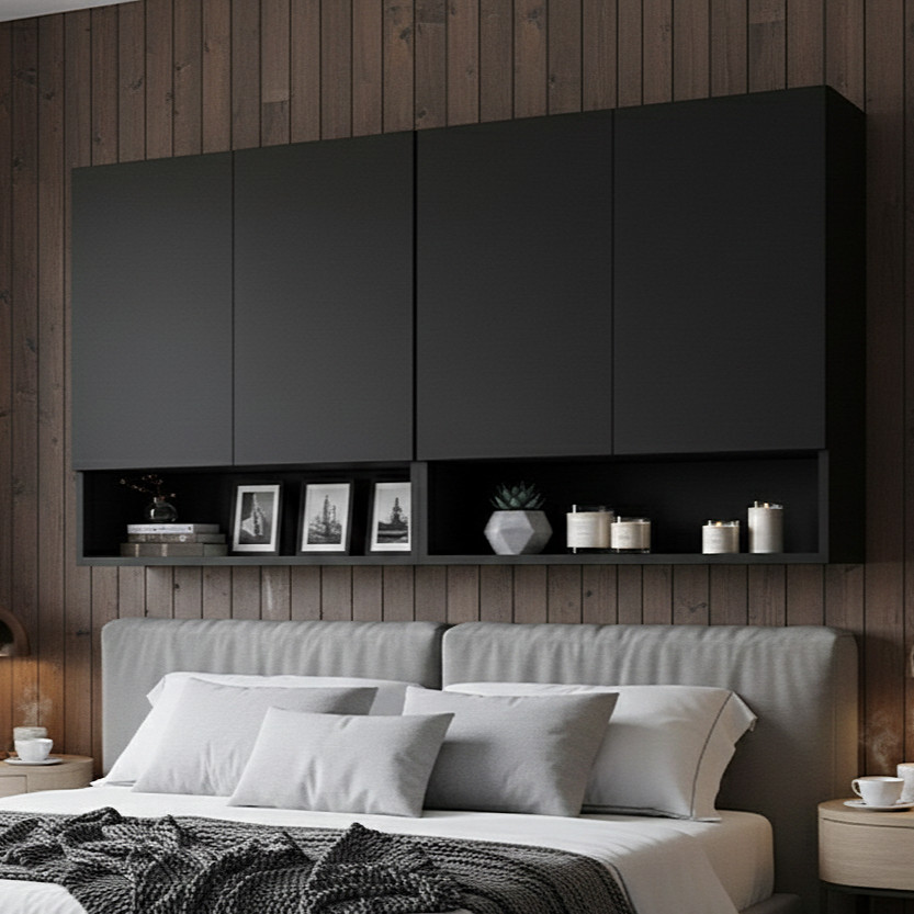 Armário Aéreo para Quarto com 4 Portas e Nicho Funcional em Oferta na Shopee