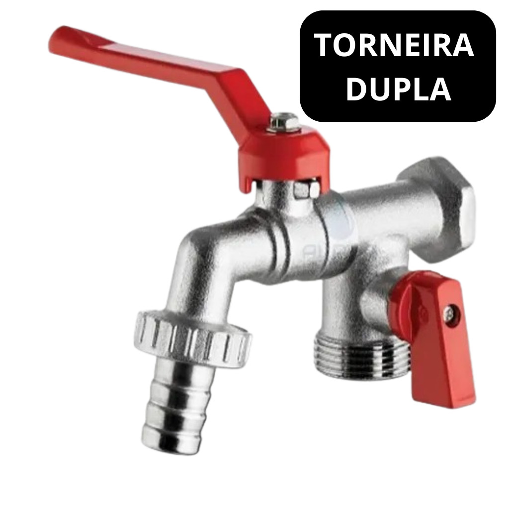 Torneira Esfera Tanque Máquina 2 Saídas Bico 1/2X3/4 Parede Tanque Maquina WJ-691 em Oferta na Shopee
