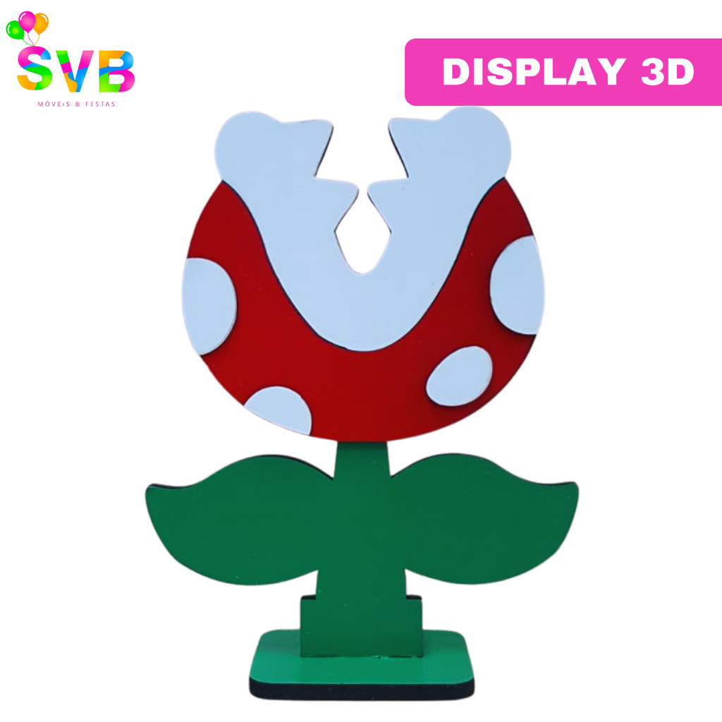 Planta Carnívora Display Enfeite Mesa Aniversário Mario Bros Centro De Mesa SVB MÓVEIS E FESTAS