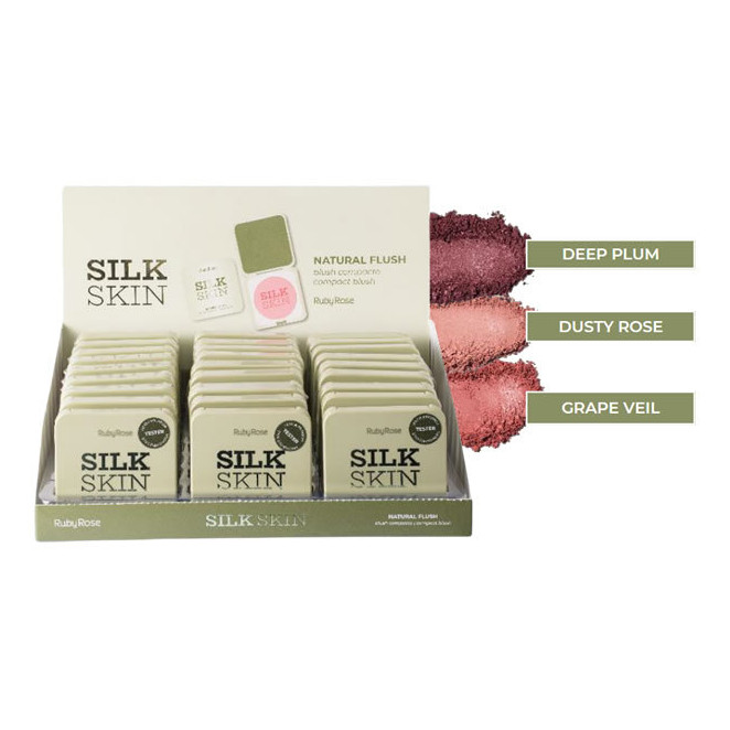 Ruby Rose - Blush Compacto Natural Flush Silk Skin (HB-T1001-G2) - Box C/24 Unidades