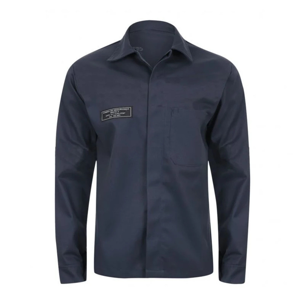 Camisa Risco 2 Azul Sem Faixa Refletiva Mundi Work Atpv Nr10 Cal/cm2 Proteção Epi Segurança Ca 39720