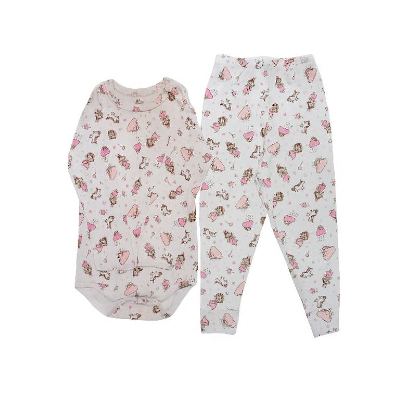 Conjunto body bodie e calça canelado estampado bebê infantil menino menina manga longa qualidade