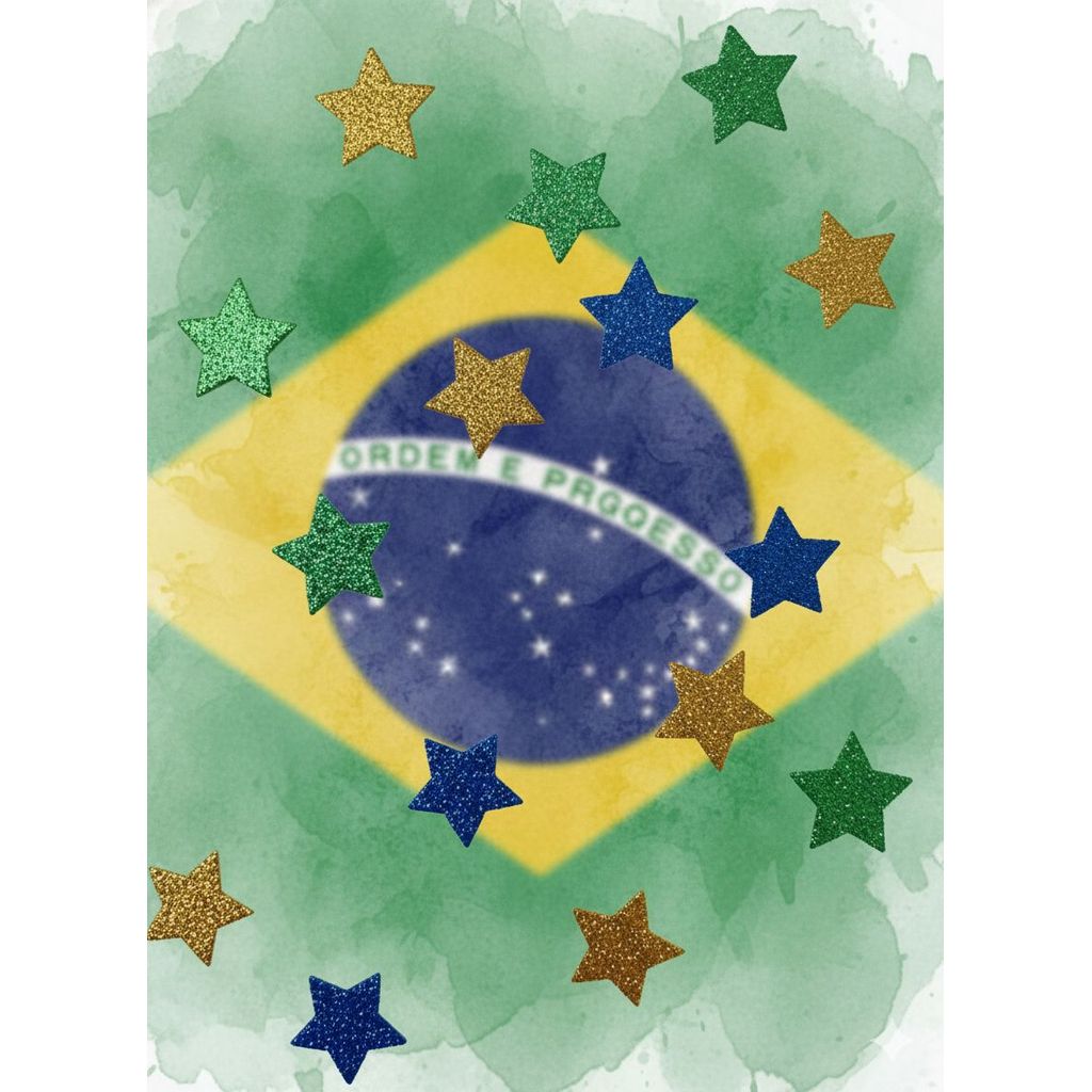 Aplique 50/100/200 Estrelinhas em EVA Azul Amarelo e Verde | Copa do Mundo Brasil 2026 | Decoração Futebol