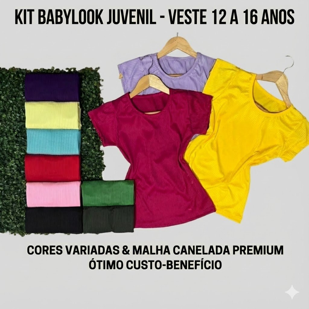 Kit Blusas Feminina Juvenil Menina 12 a 16 Anos Básicas Em Malha Canelada