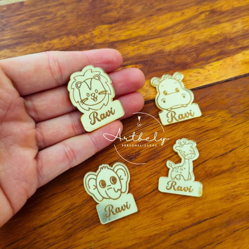 Tag Personalizada Acrílico Espelhado 3x3cm | Kit Higiene e Lembrancinha Maternidade