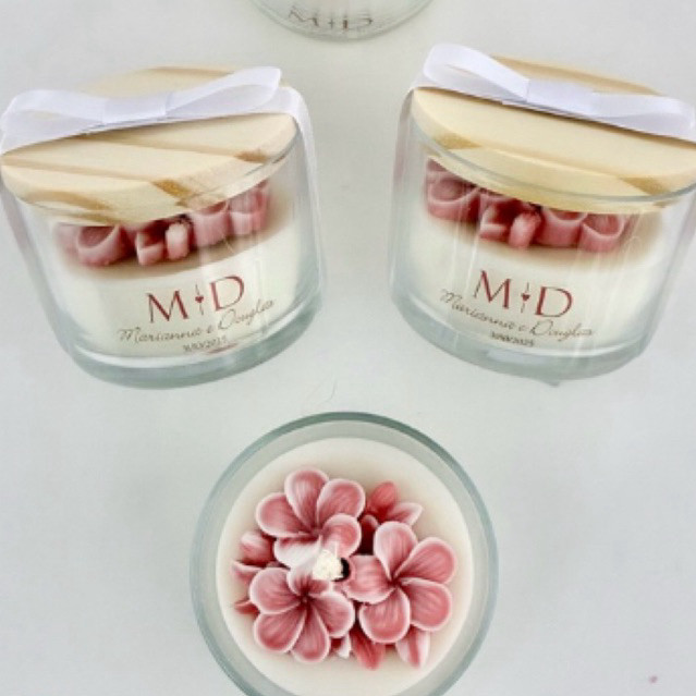 KIT Vela Personalizada FLORES - Lembrancinha, Aniversario, 15 anos, maternidade, batizado, crisma em Oferta na Shopee