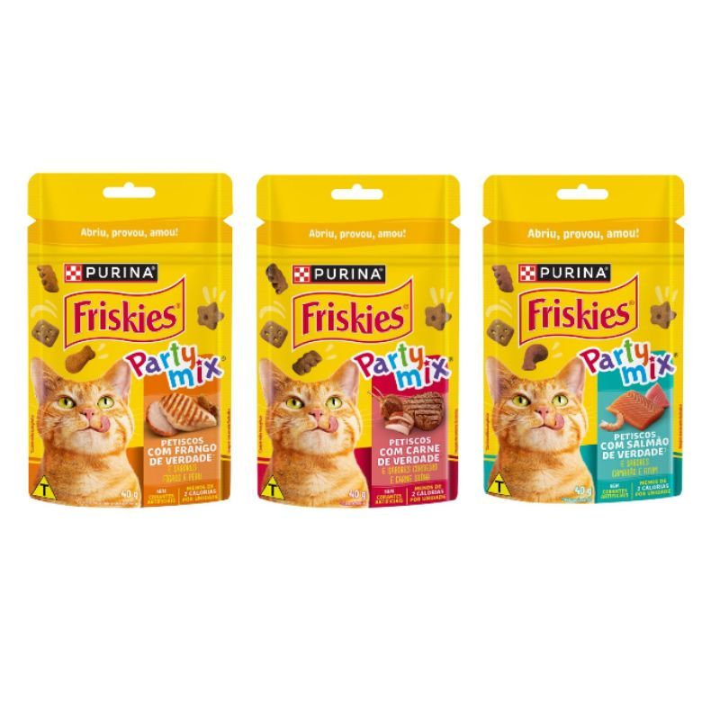 Party Mix Petisco para gato Friskies 40g em Oferta na Shopee