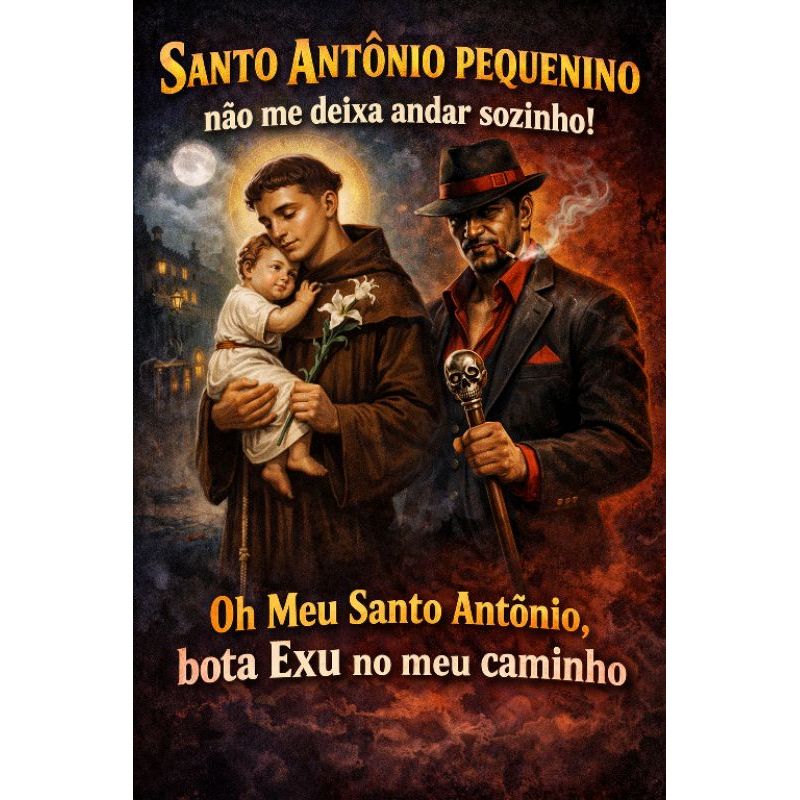 Quadro Decorativo Ponto Santo Antônio Pequenino não me deixa andar sozinho, oh meu santo Antônio bota Exu no meu caminho