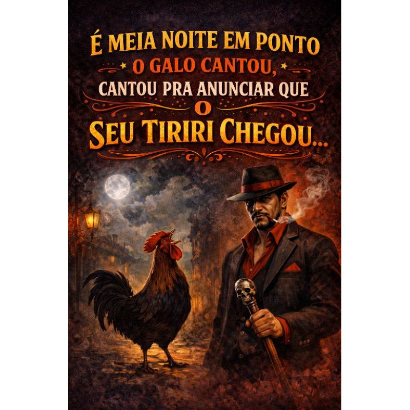 Quadro Decorativo É Meia noite em ponto o galo cantou, cantou pra anunciar que seu Titiri chegou! quadro Umbanda