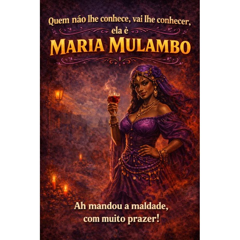 Quadro Decorativo Ponto Pombagira Quem não Conhece, ainda vai lhe conhecer, ela é Maria Mulambo com muito prazer!