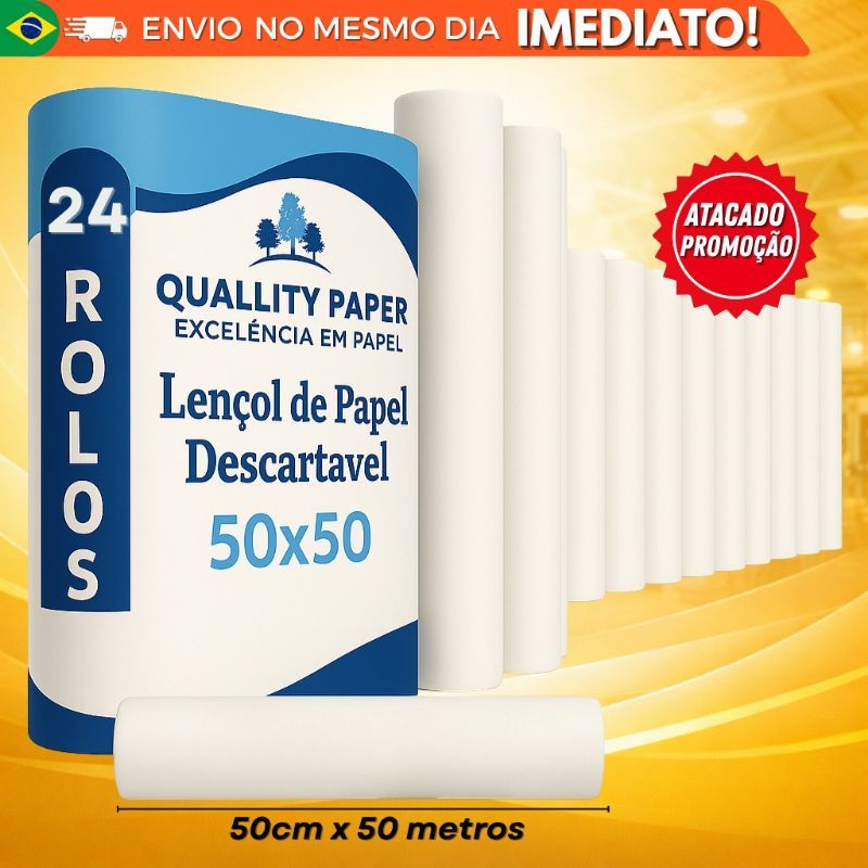 ✅ Lençol Descartável Branco 50x50cm Hospital Clínica Estética Tatuagem 24 rolos
