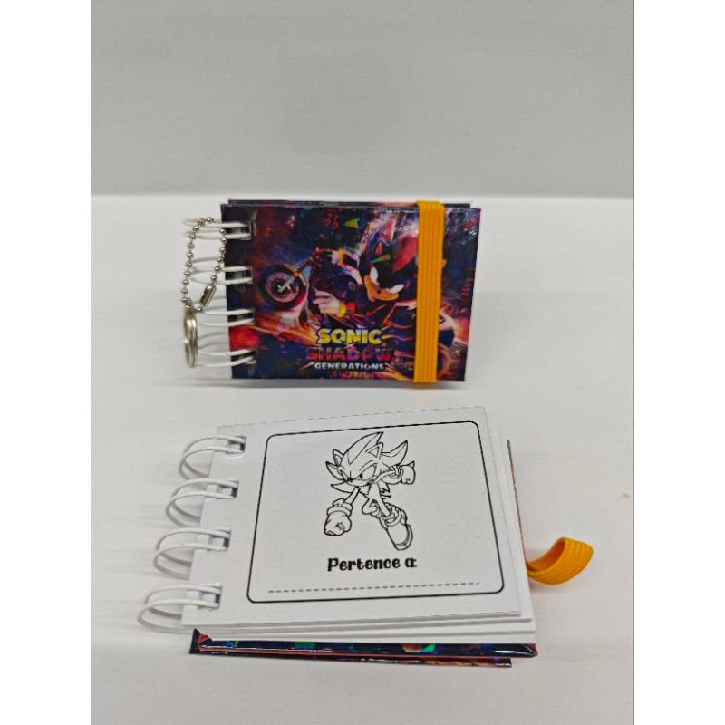 Mini Sonic Caderno de Colorir e Chaveiro/ Capa dura com Plastificação Holográfica/ Presente Criativo