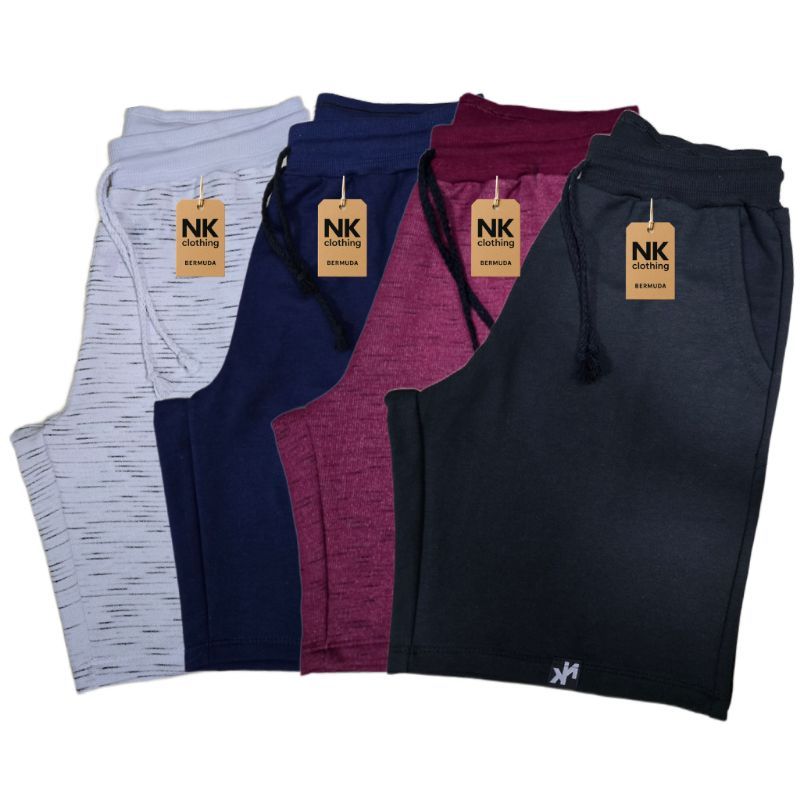 Kit 4 Bermuda Moletom com amarração e elástico Masculina Short Academia bolso fundo