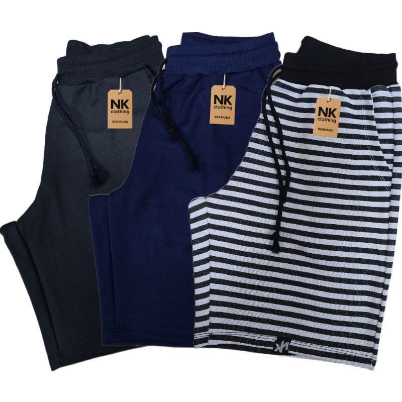 Kit 3 Bermuda Moletom com amarração e elástico Masculina Short Academia Treino Casual bolso fundo