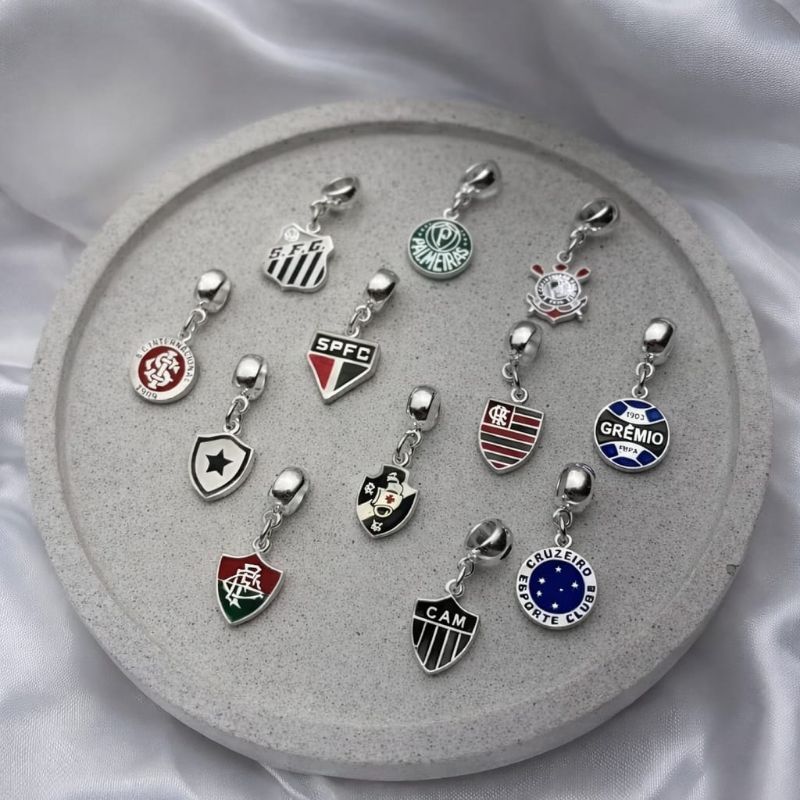 Pingente Berloque de Times de Futebol Brasileiros prata