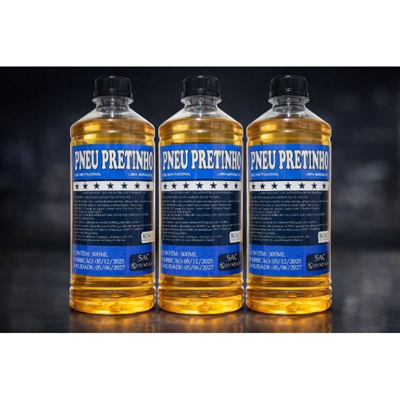 Pneu Pretinho Automotivo Concentrado Baba De Camelo Brilho Intenso Box 21 Garrafa de 500ml - Para Caminhão Carro Tuning