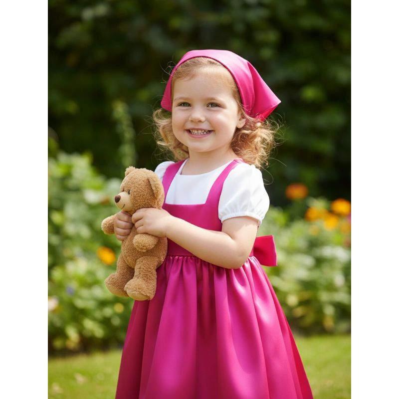 vestido fantasia Masha+lenço menina festa infantil luxo, masha e o urso