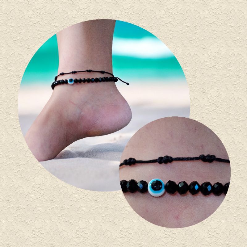 Tornozeleira  praiana olho grego e 7nós regulável kit/feminino e masculino/moda praia em Oferta na Shopee