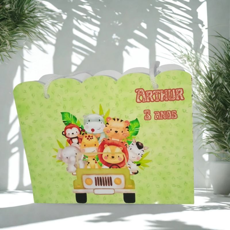 Sacolinha Personalizada SAFARI BABY– Pegue e Monte / lembrancinha de aniversário