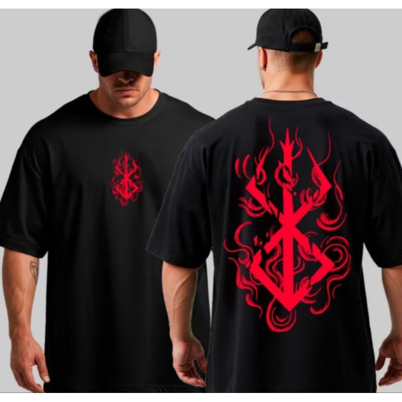 Camiseta Oversized Streetwear Estampada Masculina Berserk Sacrifício Símbolo Grande Academia Envio Imediato Promoção