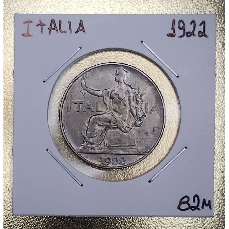 Moeda com 100 anos, 1 LIRA ITÁLIA ,1922.O termo BUONO indica que ela era um "vale" para subst.a falta de prata na época.