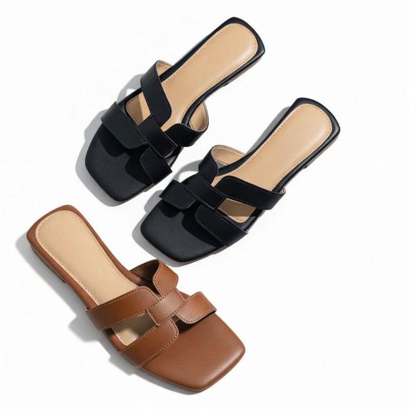kit Rasteirinha Feminina Sandália 2 Pares Casual Chic Trabalho Passeio Conforto Diário