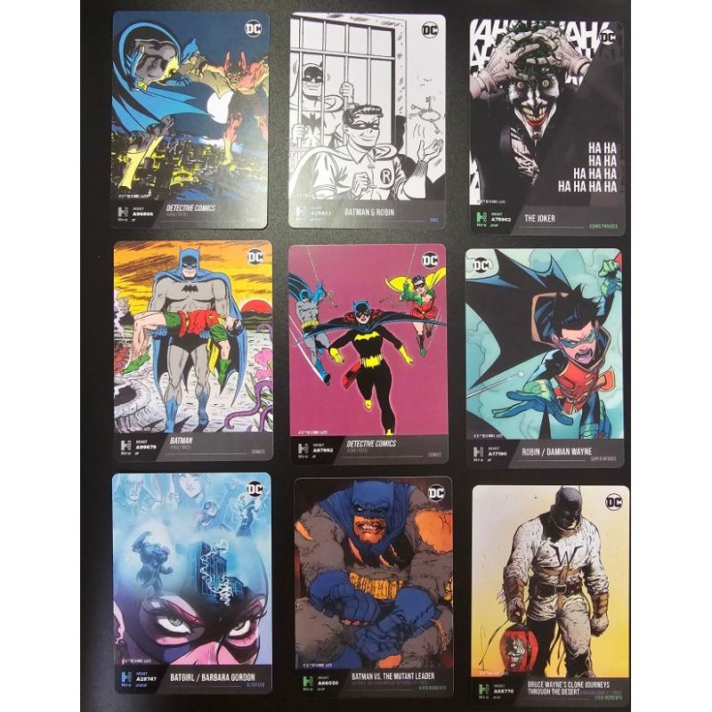 Lote 9 cards Batman Hro Nft Hybrid DC