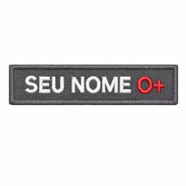 Tarja Tarjeta QRA Patch Bordado Sutache Biriba Tag de Identificação Com Nome e Tipo Sanguíneo 10x2,5 cm em Oferta na Shopee