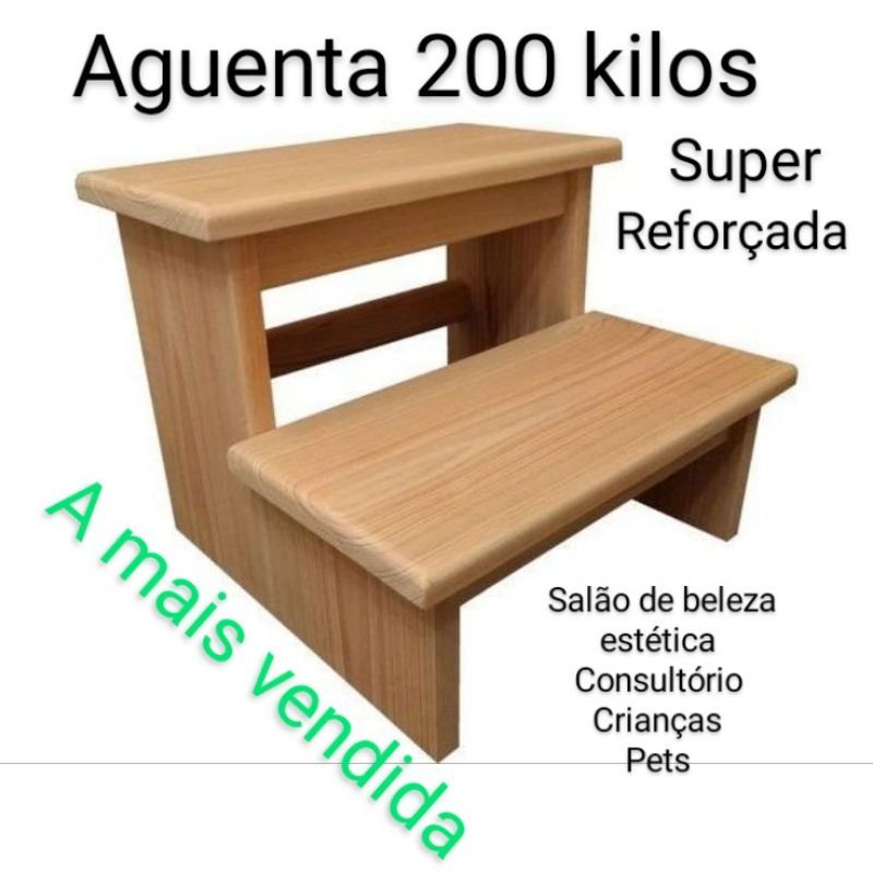 escadinha auxiliar degrau de consultório assistente de maca crianças e pets escadinha manicure multifuncional de madeira