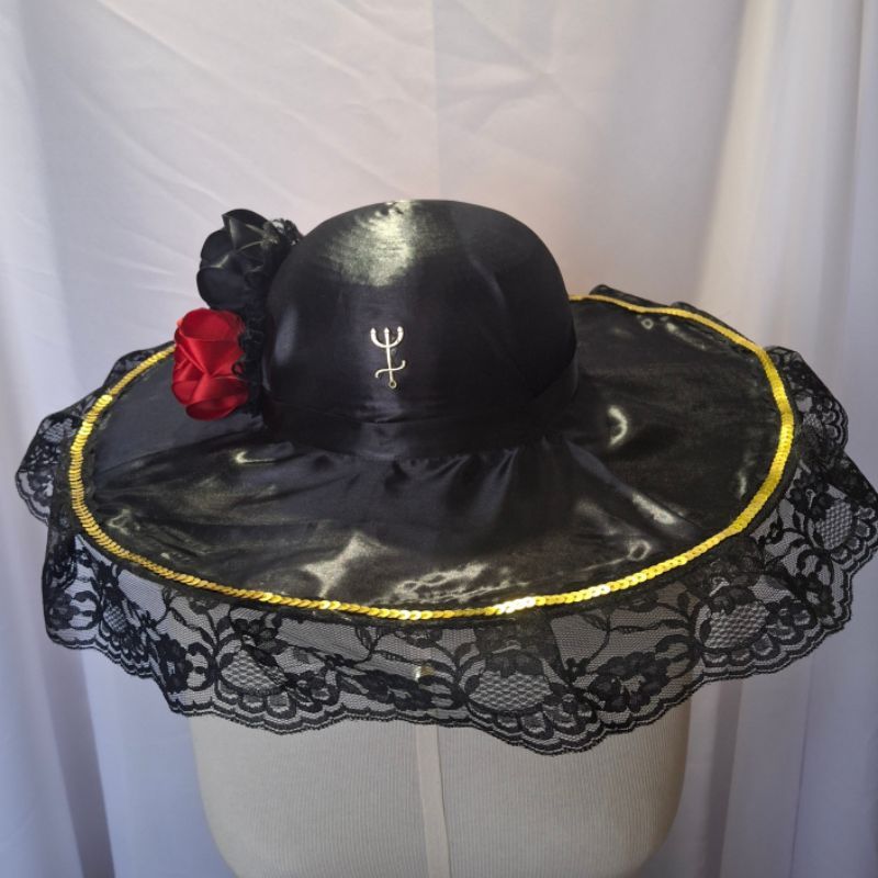 Chapéu Religião Umbanda Quimbanda Preto e Vermelho com Rosas Maria Padilha Maria Quitéria Dama da Noite. Tamanho Único.