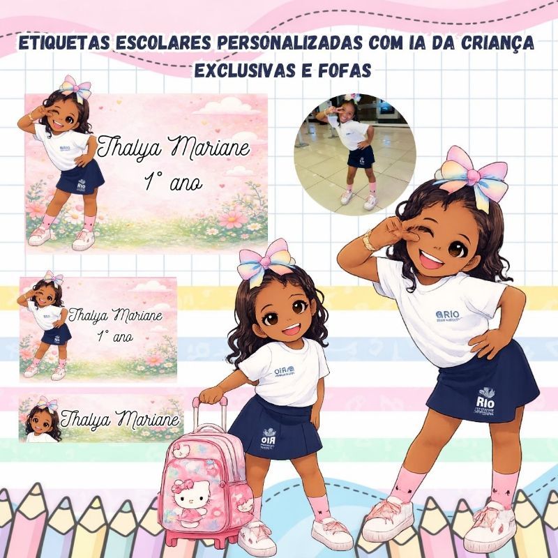 🎒✨ 47 Etiquetas Escolares Personalizadas com IA | Vinil à Prova d’Água | Exclusivas e Fof…