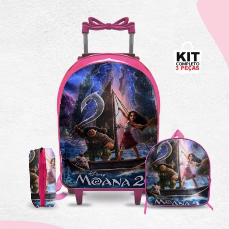 🎒✨ Kit Escolar Infantil Moana – Mochila + Lancheira + Estojo REFORÇADA ✨🎒