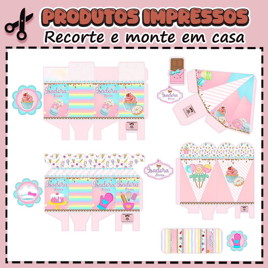 25 Caixinhas Personalizadas Kit festa infantil Tema Confeitaria Aniversário Lembrancinhas