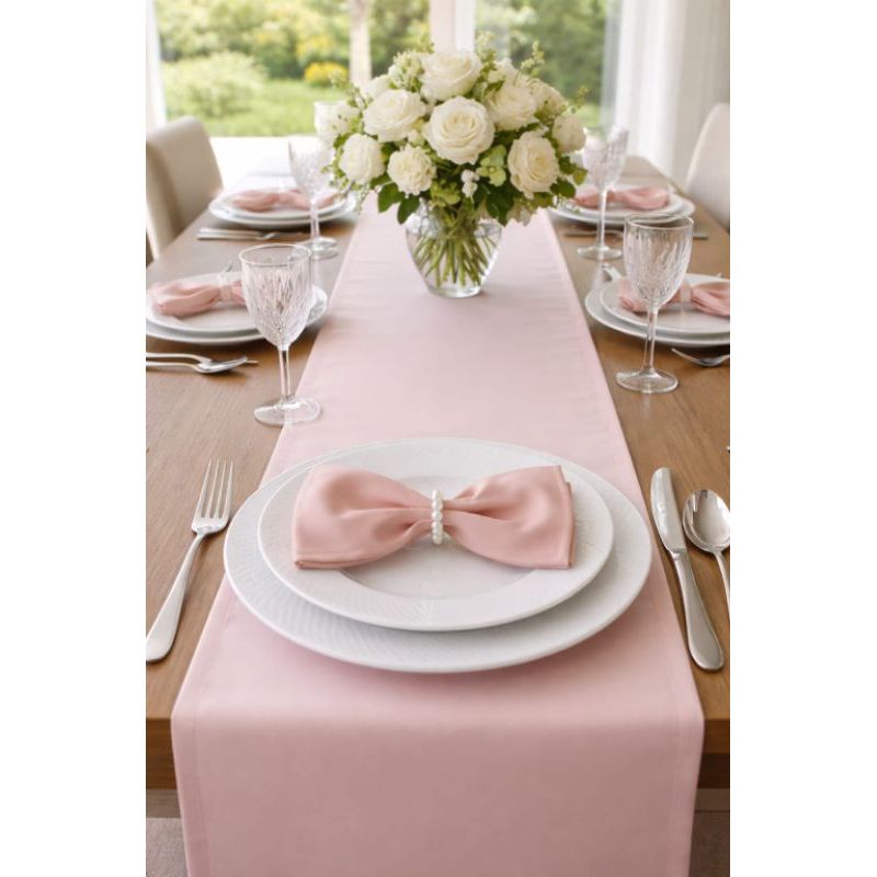 Kit Mesa Posta Luxo – Caminho de Mesa + Guardanapos com Porta Guardanapo Argola de Pérolas