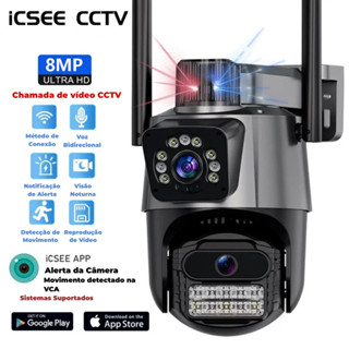 JL PROTEC 4K 8MP Câmera de Segurança 2 Lentes Com Audio e Microfone Câmera 355 Graus Wifi em Oferta na Shopee