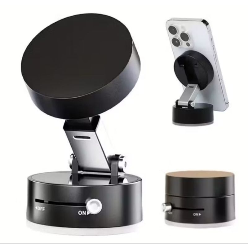 Suporte Magnético para Celular 360° com Ventosa – Carro, Mesa e Gravação de Vídeos (Preto)